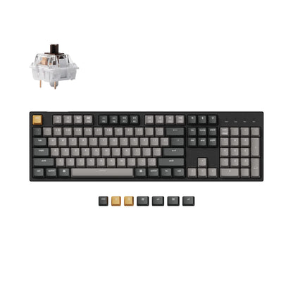 Keychron C2 Pro Wired Custom Mechanical Keyboard Full Size Layout QMK/VIA Programmable Macro White Backlit with Tactile Brown Switch OEM Profile Double-Shot PBT Keycaps for Mac Windows Linux