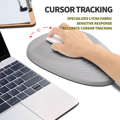 Hokafenle Ergonomic Mouse Pad Wrist Support, Terraced Slope Carpal Tunnel Wrist Pad for Mouse with Unibody Memory Foam, Wrist Rest Pain Relief Mousepad (Silvery White, 11.8x7.9 in)