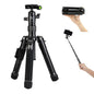 Fotopro Mini Tripod with Ball Head Phone Mount Detachable Selfie Stick Folded only 8.6" Max Load up to 6.6 lbs FY-810 Black