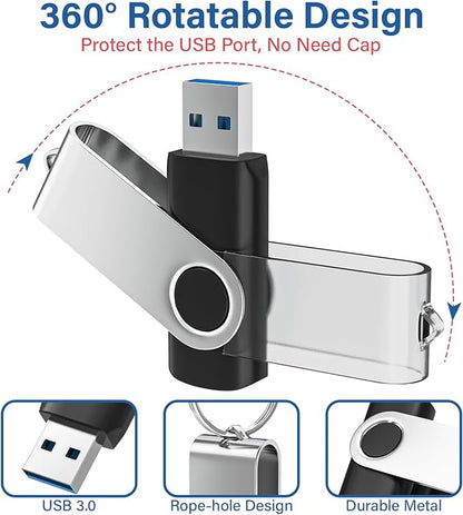 USB Flash Drives 2GB 20 Pack, Wooolken USB 2.0 Thumb Drives with Keychains Memory Stick USB Drive Pendrive for PC Laptop Computer (Black)