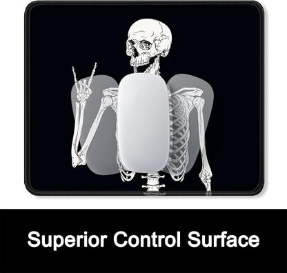 ITNRSIIET Mouse Pad with Stitched Edge Premium Textured Smooth Precise Operation Waterproof Washable Non-Slip Rubber Base Desktop Protection Mat, 10.2×8.3×0.12 inches, Human Skeleton