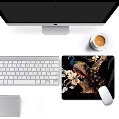 Square Mouse Pad Colorful Peacock on a Tree Branch-1,Gaming Mouse Pads for Desk,Soft Computer Waterproof Non-Slip Mouse Mat