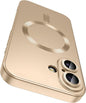 Magnetic for iPhone 16 Plus Case [Compatible with MagSafe][Built-in Camera Lens Protector] Slim Soft Silicone Bumper Shockproof Metallic Luster Phone Case (Gold)