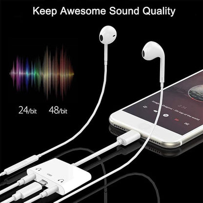3in1 Lighting to 3.5mm,Headphone Adapter for iPhone, Dual Earphone Jack Audio and Charging Adapter,Headphone Splitter for iPhone 14/13/12/11/XS Max/XR/8/7 Plus /6/ iPad,Support iOS 10 to16