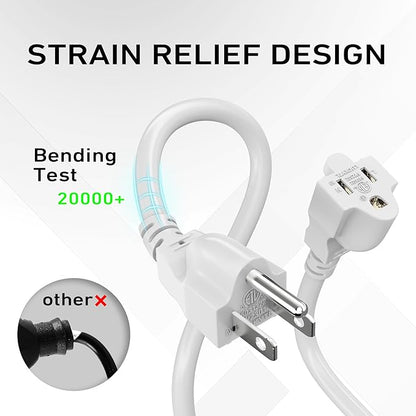 LUCKY TL Indoor Outdoor Extension Cord, 16/3 Gauge White Long Extension Cord 25ft, Waterproof Flexible Case, Made of Pure Copper, 13A 1625W 16AWG SJTW, 3 Prong Heavy Duty Wire, ETL