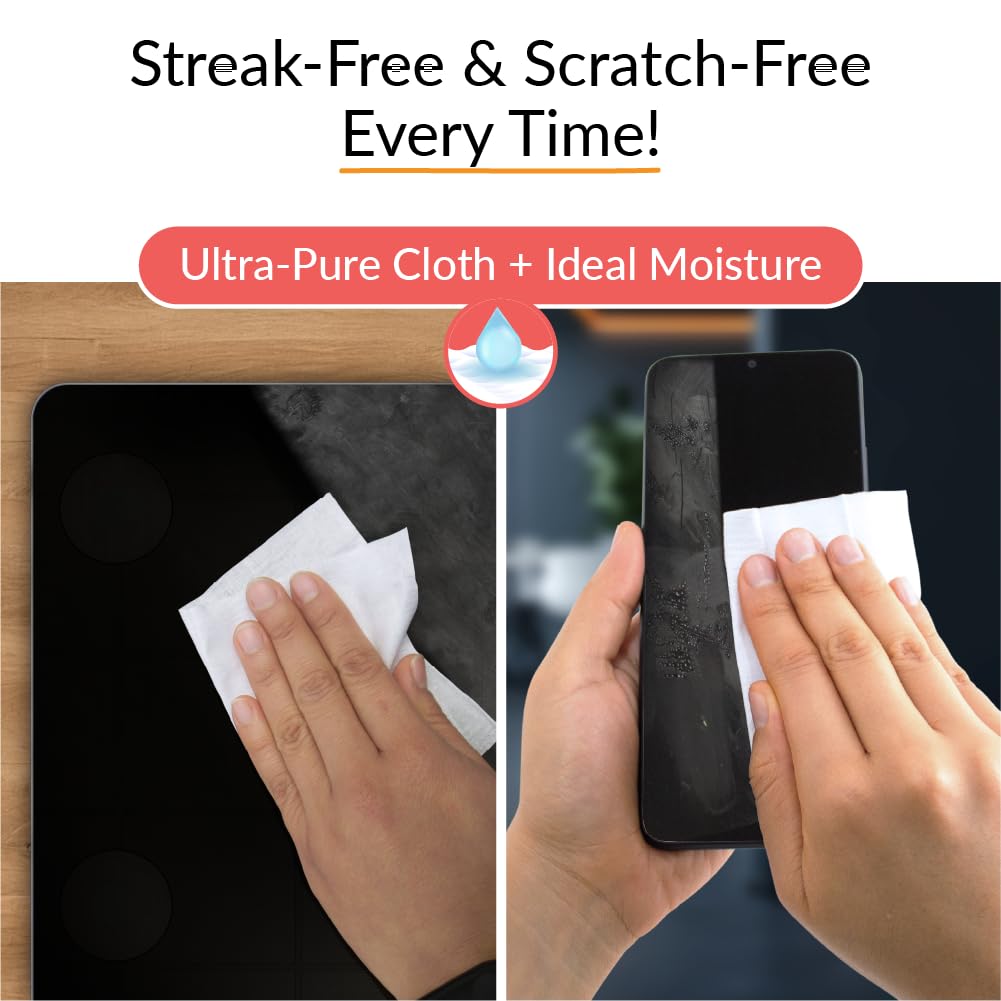 iCloth 70% Isopropyl Alcohol Large Screen and Electronics Wipes, Lint-Free, Streak-Free, Fast-Drying, Removes Dust and Fingerprints (50 Wipes)