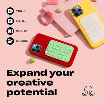 Classic - Silicone Suction Phone Case Adhesive Mount - Hands-Free, Strong Grip Holder for Selfies & Videos - iPhone & Android Compatible - 2.25″ x 3.25″, Marigold