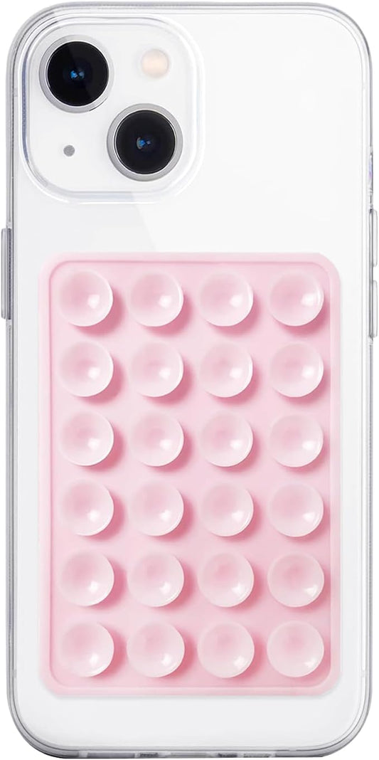Anteel Silicone Suction Phone Case Mount, Non Slip Sticky Phone Grip for Cellphone, Silicon Adhesive Suction Cup Phone Mount, Strong Grip Holder for Selfies and Videos (Light Pink)