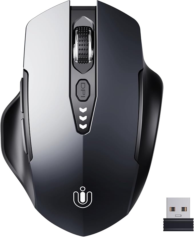 Uineer Wireless Mouse, 2.4GHz Rechargeable Computer Mouse, Battery Display