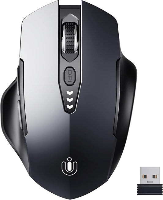Uineer Wireless Mouse, 2.4GHz Rechargeable Computer Mouse, Battery Display