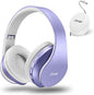 ZIHNIC Bluetooth Headphones Over-Ear, Foldable Wireless and Wired Stereo Headset Micro SD/TF, FM for Cell Phone,PC,Soft Earmuffs &Light Weight for Prolonged Wearing (Purple)