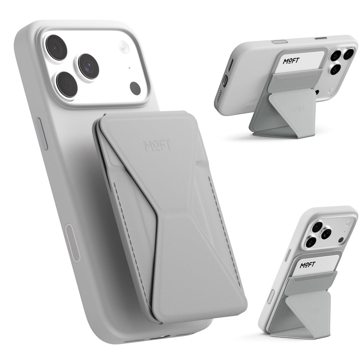 MOFT Magnetic Wallet Stand Compatible with iPhone 18/17/16/15/14/13 Series, Angle Adjustment Magsafe Compatible MOVAS Phone Stand,Clay