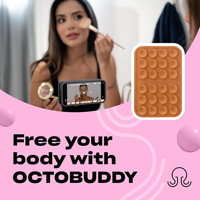 Classic MAX - Silicone Suction Phone Case Adhesive Mount - Hands-Free, Strong Grip Holder for Selfies and Videos - iPhone and Android Compatible - 2.6″ x 3.9″, Caramel Cream