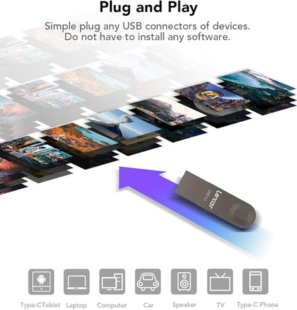 Lexar E32C 64GB Type-C USB Flash Drive, USB-A&USB-C 3.2 Gen 1 Dual Drive OTG 100MB/s Read, Thumb Drive Swivel Design Jump Drive for USB 3.0/2.0, Memory Stick for Android Smartphone, Laptop, PC
