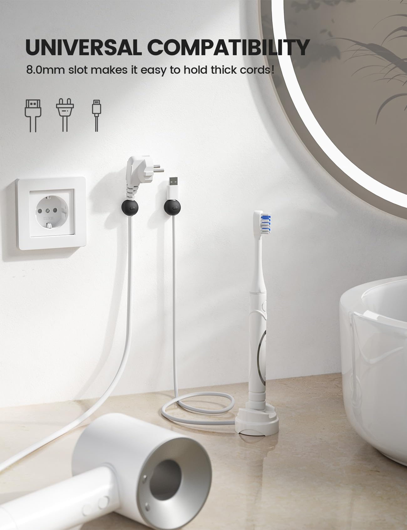 Lamicall 8 Pack Magnetic Cord Organizer, Mini-Soft Silicone Clips