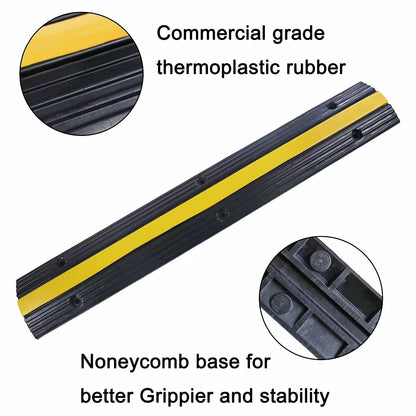 YONSHENG Rubber Cable Ramp Cord Cover Cable Protector Ramps Wire Hose Protective 1 Channel 22000Lbs Load Capacity Traffic Speed Bump for Asphalt Concrete Gravel Driveway Indoor Outdoor, 4 Pack