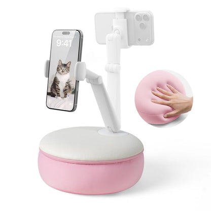 SAIJI Cell Phone Pillow Stand Mini iPhone Holder for Bed, Upgraded ,Mini Angle & Height Adjustable Phone Pillow Stand for Watching Video On Bed/Sofa/Lap, Fit for 4.7"-7.0" Device (Pink)