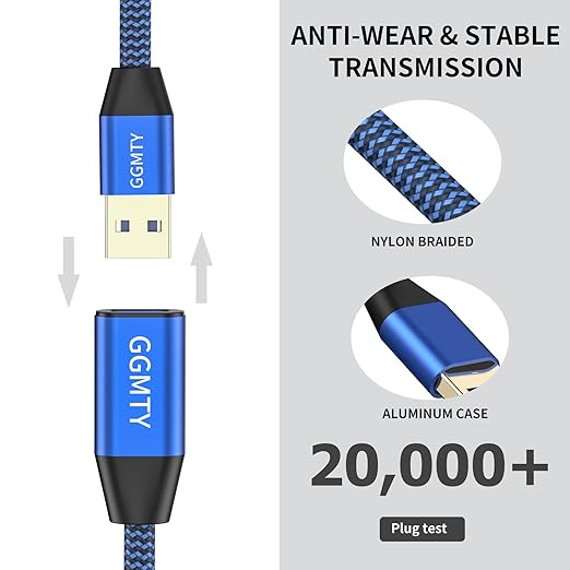 USB 3.0 Extension Cable 6ft, Type A Male to Female Extension Cord Durable Braided Material High Data Transfer Compatible with USB Keyboard,Mouse,Flash Drive, Hard Drive,Printer
