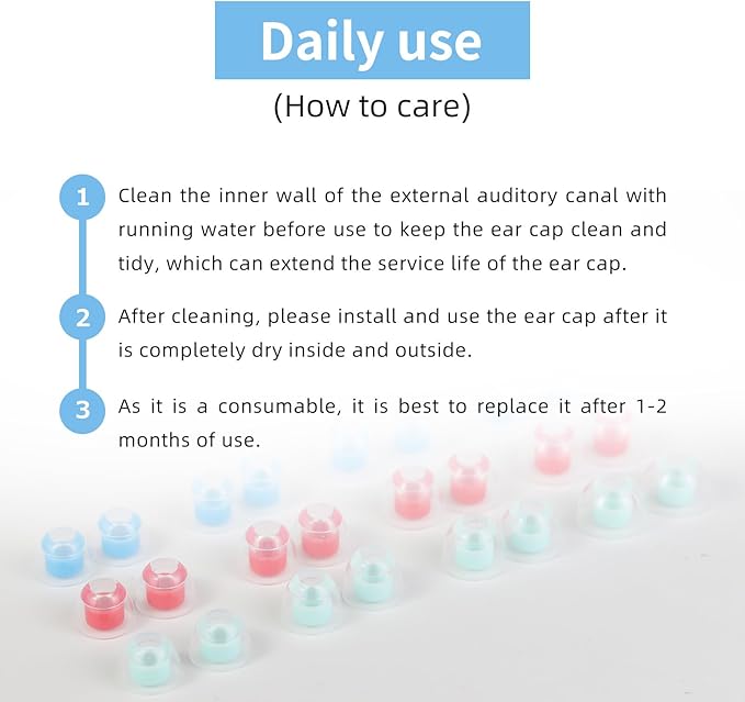 OKCSC 2 Pieces Soft Liquid Silicone Replacement Eartips,Breathable Eartips,Replacement Accessories with Box for Sleep,Study,Travel,Work,Daily Commute,Office,Bowl Type(1 Pairs/L/Blue/No Earphone)