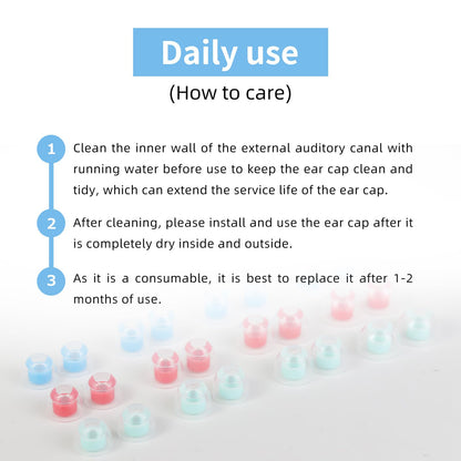 OKCSC 2 Pieces Soft Liquid Silicone Replacement Eartips,Breathable Eartips,Replacement Accessories with Box for Sleep,Study,Travel,Work,Daily Commute,Office,Bowl Type(1 Pairs/L/Blue/No Earphone)
