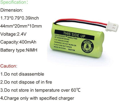 GEILIENERGY BT162342 BT262342 Battery Compatible with BT183342 BT283342 BT166342 BT266342 Vtech CS6114 CS6419 CS6719 with AT&T EL52300 CL80112 CS6719-2 Cordless Handsets (Pack of 4)
