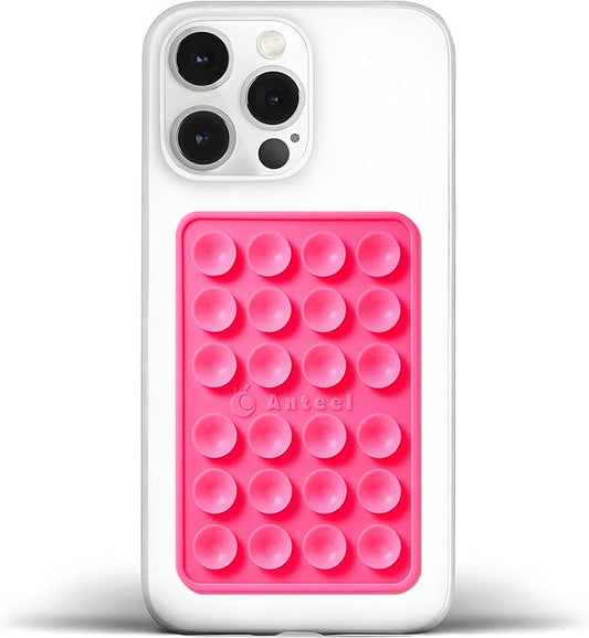 JingJinYY Medium-Sized Silicone Suction Phone Case Adhesive Mount, Enhanced Suction Power and Upgraded Thickened Sticky Phone Grip, Durable, Hands-Free Sticky Phone Holder, 2.28"x3.46" (Rose)