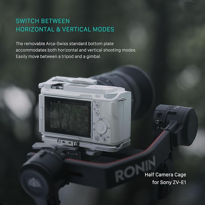 Tilta Half Camera Cage for ZV-E1 | Cold Shoe, NATO Rail, M3 and 1/4""-20 Threads Mounts | Silver
