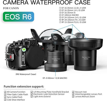 Sea frogs Underwater Camera Case Compatible with Canon EOS R6 60MM IPX8 40m/130ft Maximum Diving Depth Waterproof Camera Housing for Diving, Surfing, Rowing, Skiing