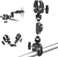 NEEWER Double Super Clamp Camera Mount with Magic Arm, NATO Interface, Cold Shoes, 1/4" Locating Holes for ARRI, Desk Studio Photography Light Stand Pole Cross Bar Umbrella Holder Clamp Mount, UA060