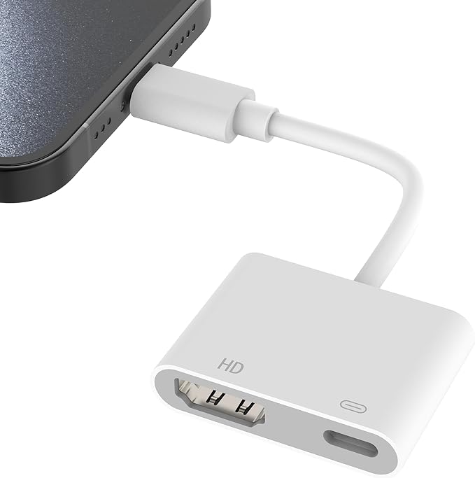 AIRSKY [Mfi Certified Lightning to HDMI Adapter, Plug&Play, no Power Needed; Lightning to Digital AV Adapter 1080P Sync Screen; Compatible with iPhone/iPad to TV