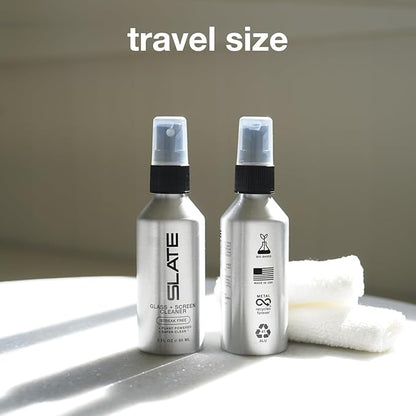 Slate Screen Cleaner Spray and Microfiber Cloth - Streak Free - Cleans Laptop, Computer, Tablet, Phone, TV, and Car Screens, Biodegradable Plant-Based Formula, Touch Safe, 3oz 2-Pack