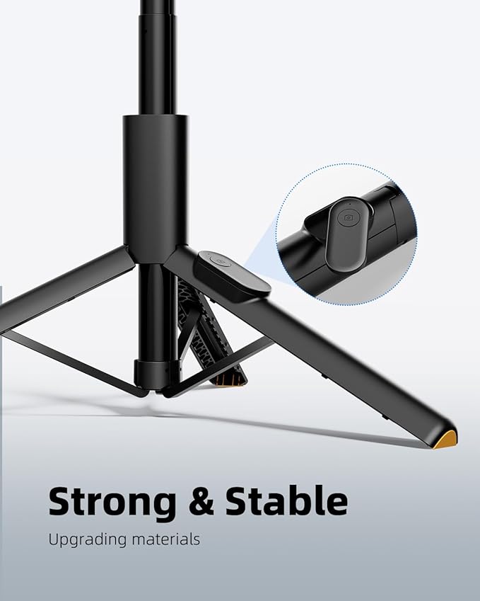 TODI Selfie Stick Tripod for iPhone, 60" Lightweight Phone Tripod Stand with Wireless Remote, Extendable Selfie Stick for iPhone, All-in-1, Compatible with iPhone/Android