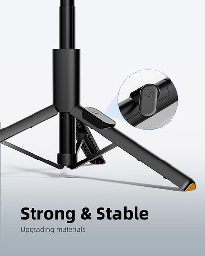 TODI Selfie Stick Tripod for iPhone, 60" Lightweight Phone Tripod Stand with Wireless Remote, Extendable Selfie Stick for iPhone, All-in-1, Compatible with iPhone/Android