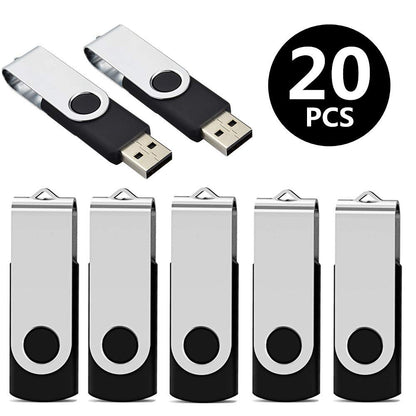 Aiibe 2GB Flash Drives 20 Pack 2GB USB Flash Drive Bulk USB 2.0 Thumb Drives Swivel Zip Drive (2 GB, Black)