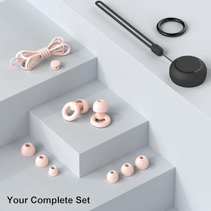 Soft Silicone Earplugs for Sleeping & Noise Reduction - 7 Pairs Ear Tips & One Connection Cord - Reusable Earplugs for Concert, Work & Sound Reduction 25dB-30db
