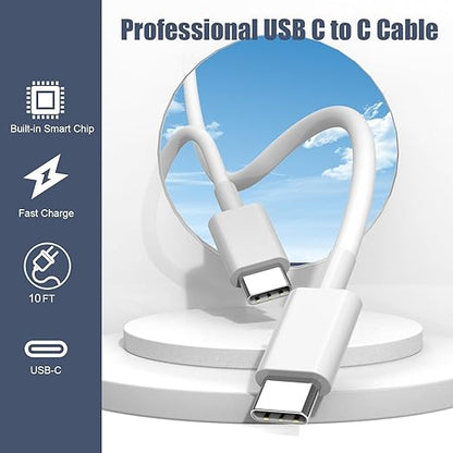 Charger for iPhone 16/15 Pro Max Charger Fast Charging, 2Pack 20W Dual Port USB C Fast Charger Block with 10FT Long USB C to C Charging Cable Cord for iPhone 15 Pro Max/15 Pro/15/15 Plus, iPad Pro/Air