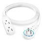 Maximm Cable 4 Ft 360° Rotating Flat Plug Extension Cord, 16/3 AWG Multi 3 Outlet 3-Prong Grounded Wire- White - UL Certified