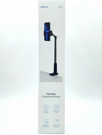 JSAUX Phone Holder for Desk and Bed Compatible with iPhone 16 15 14 13 12 Overhead Phone Mount Gooseneck Phone Stand Flexible 360 Lazy Long Arm Clamp Clip for Table Bedside [1-Pack, White]