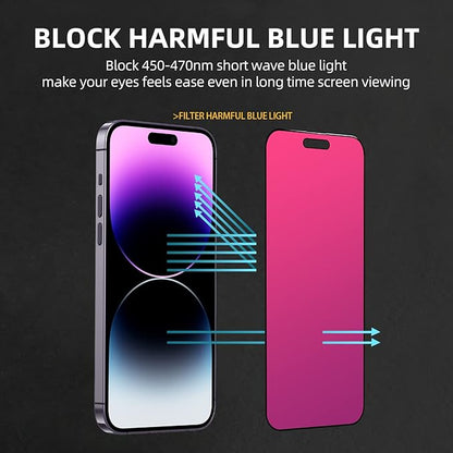 EGKimBa Privacy Screen Protector for iPhone 16 Pro Max, 6.9 inch Tempered Glass Gradient Colorful Anti Blue Light HD Full Coverage