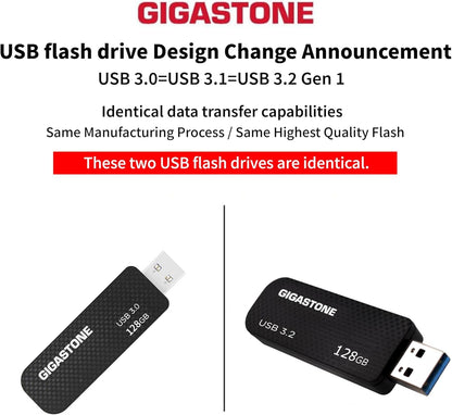 GIGASTONE 64GB USB 3.2 Flash Drive, 80MB/s High-Speed Data Transfer, Carbon Fiber Design, Retractable