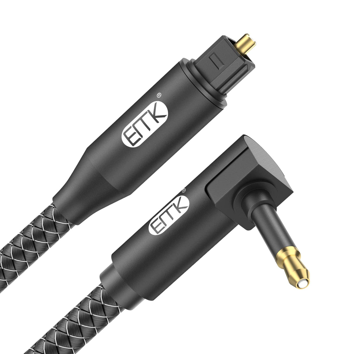 EMK White Optical Audio Cable [30ft/10M] - Digital SPDIF Toslink Fiber Optic Cable for Sound Bar, TV, Home Theater, Blu-ray Player - White, High-Speed, Low-Loss, Gold-Plated Connectors