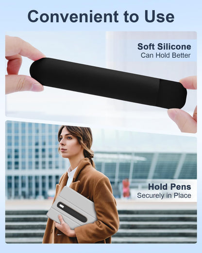eZAKKA Silicone Pencil Holder for Notebooks & Tablets, Self-Adhesive, Black