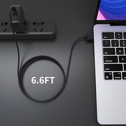 USB-C to Magnetic 3 Cable 140W, Safe Charging Cable Compatible with MacBook Pro 2021 M1 Pro & Max 14" 16", MacBook Air 2022 M2, Pro 2023 M2 Pro & Max 14" 16" - 6.6ft, Black