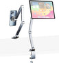 Magnetic Tablet Stand for Desk Aluminum Alloy Phone iPad Desk Holder Overhead Arm Mount with 360°Rotate Base for Magsafe/iPhone/Android/iPad (Magnetic Silver)
