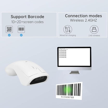 New Wireless Mouse Barcode Scanner, 2-in-1 Design 2D Handheld Barcode Scanner with Wireless Mouse Functions for POS System,Store,Supermarket, Warehouse.(Black)