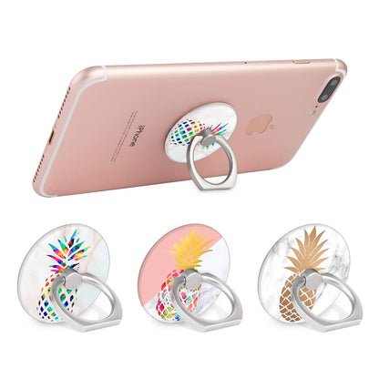 Bonoma Cell Phone Ring Holder, 3-Pack 360 Degree Rotating Universal Phone Ring Grip Finger Ring Stand Compatible with Smartphones and Tablets - Pineapple