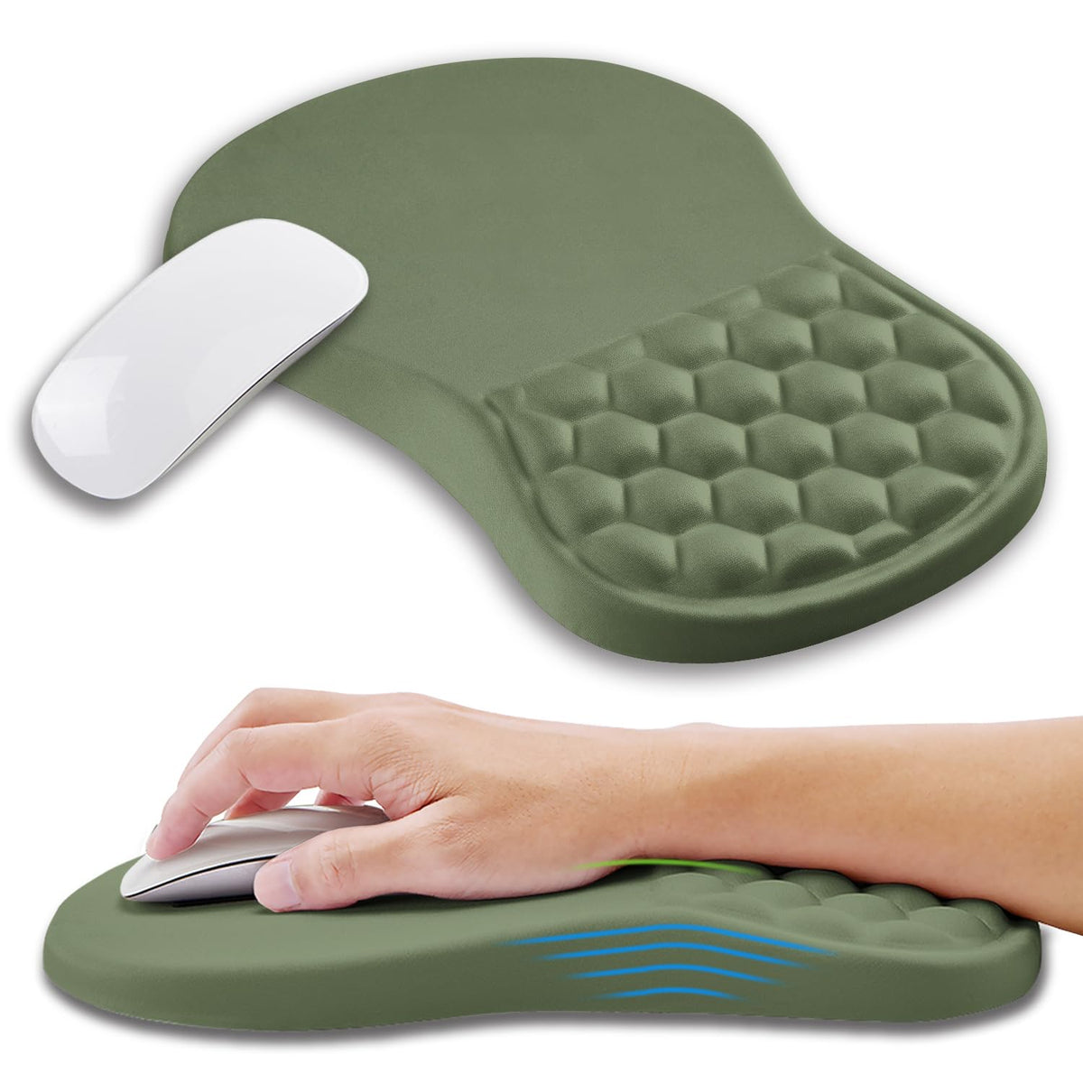 Kuosgm Ergonomic Mouse Pad Wrist Support with Memory Foam Massage Bulge, Carpal Tunnel Pain Relief Mousepad Wrist Rest for Mouse(12x8 inch, Pink Flowers)