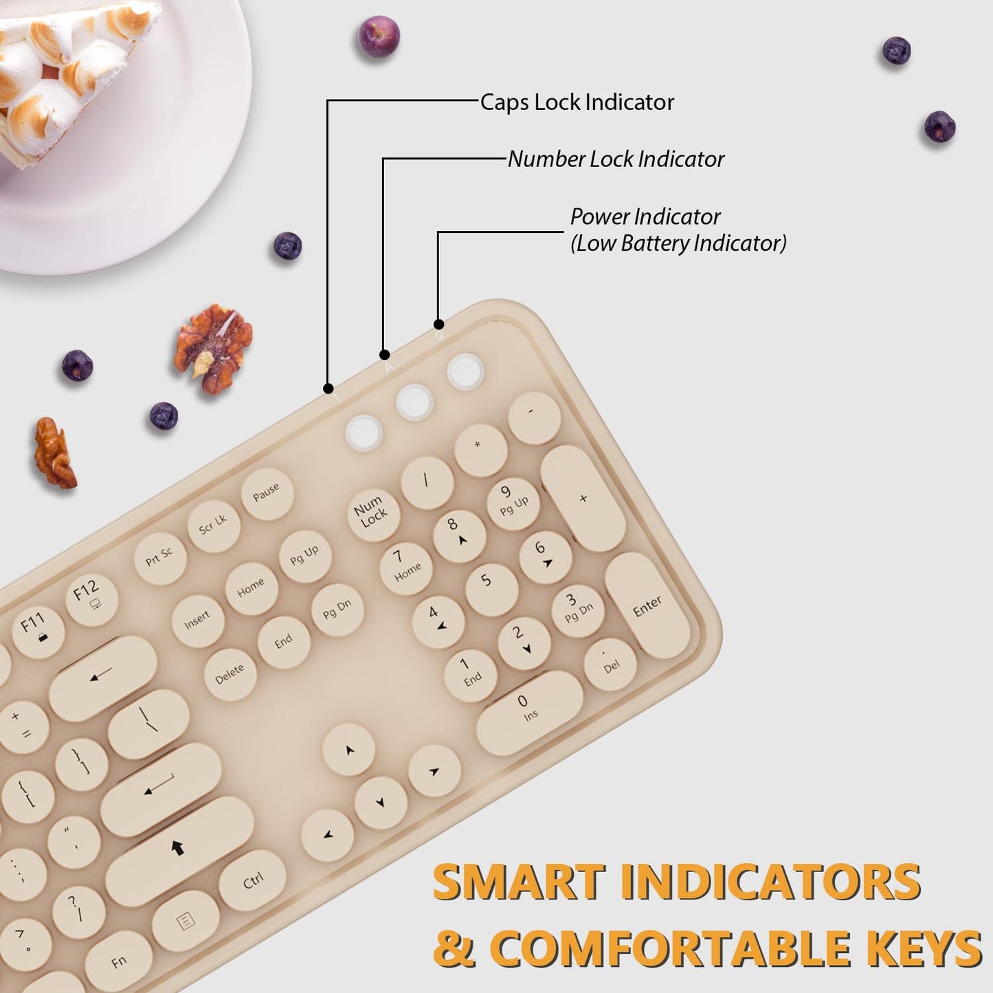 KOOTOP Cute Colorful Wireless Keyboard and Mouse Combo
