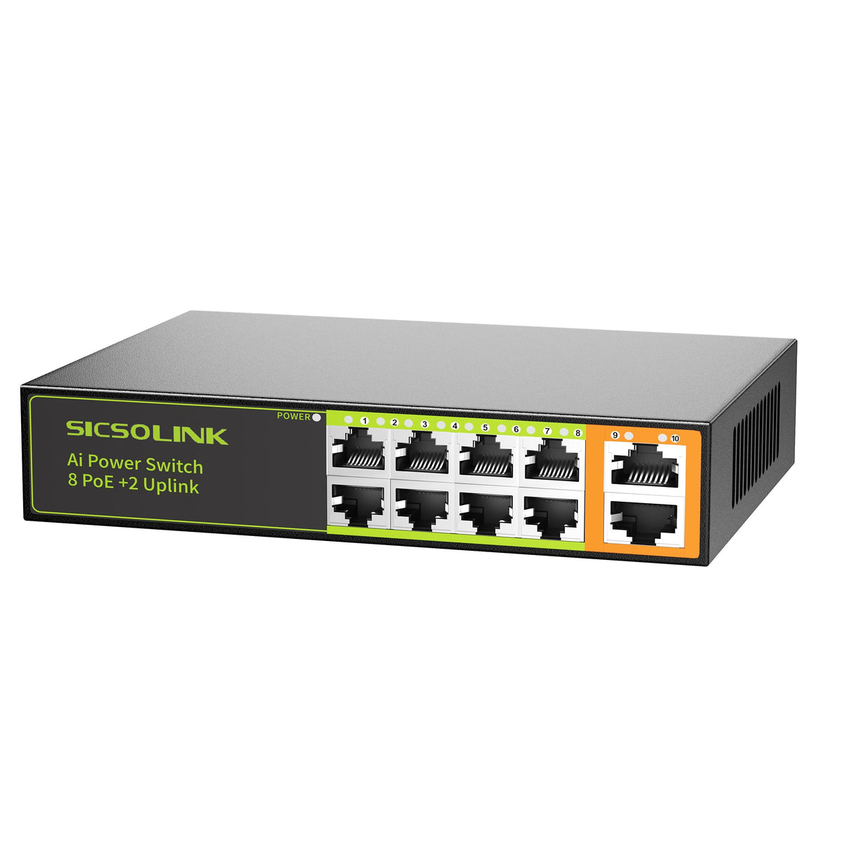 SICSOLINK 24 Port IP Camera PoE+ Switch, 400W 2 Gigabit Uplink Rackmount