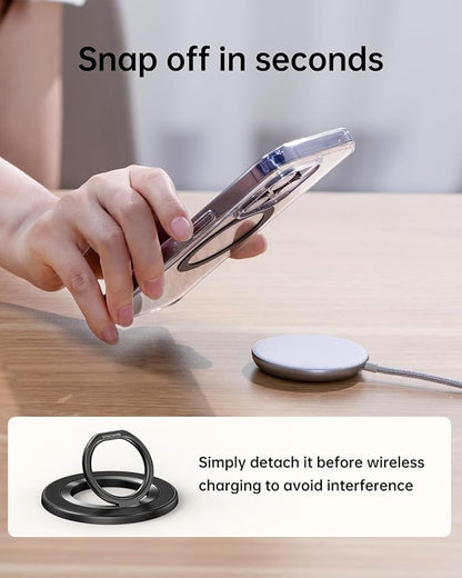 SYNCWIRE Upgraded Magnetic Phone Ring Holder for MagSafe, Magnet Cell Phone Grip Stand Finger Ring Kickstand Two-Sided Magnetic Compatible with iPhone 16 Pro Max 15 14 13 12 MagSafe Accessories
